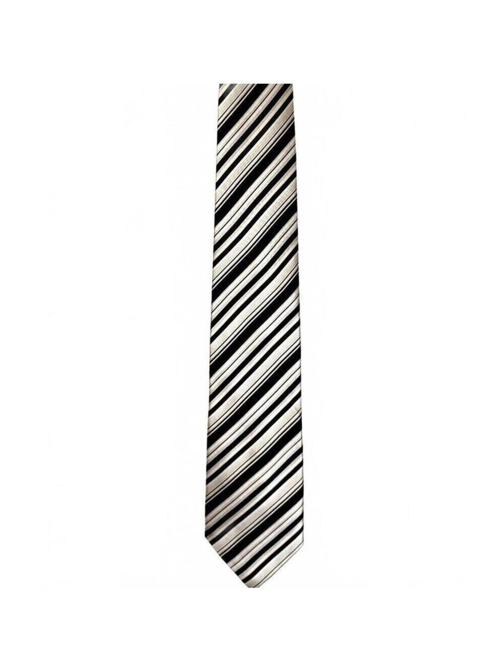 Ted Baker Knotted Collection Silk Tie Black Silver Diagonal Stripe 100% Silk